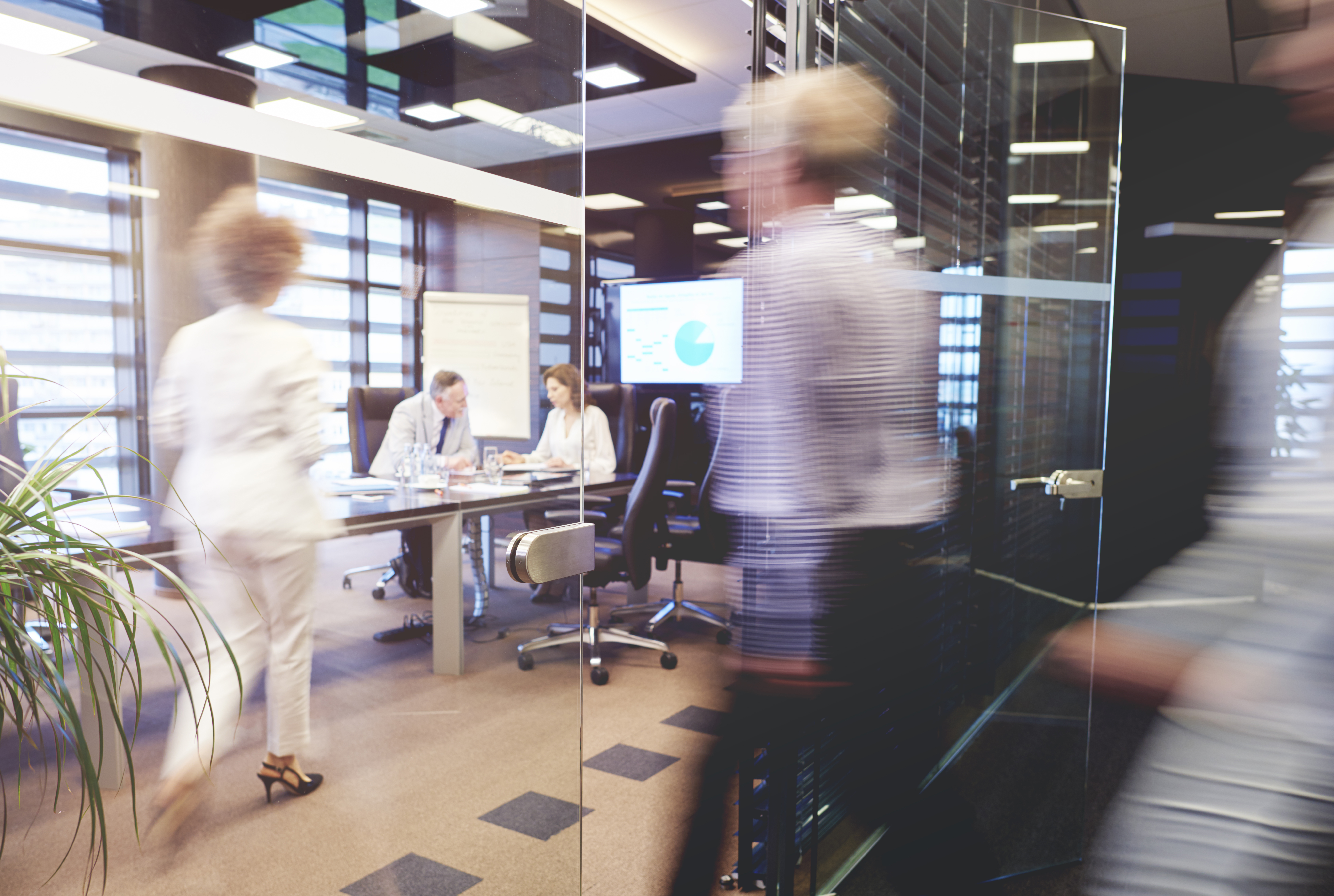 Crowded conference room on the busy day