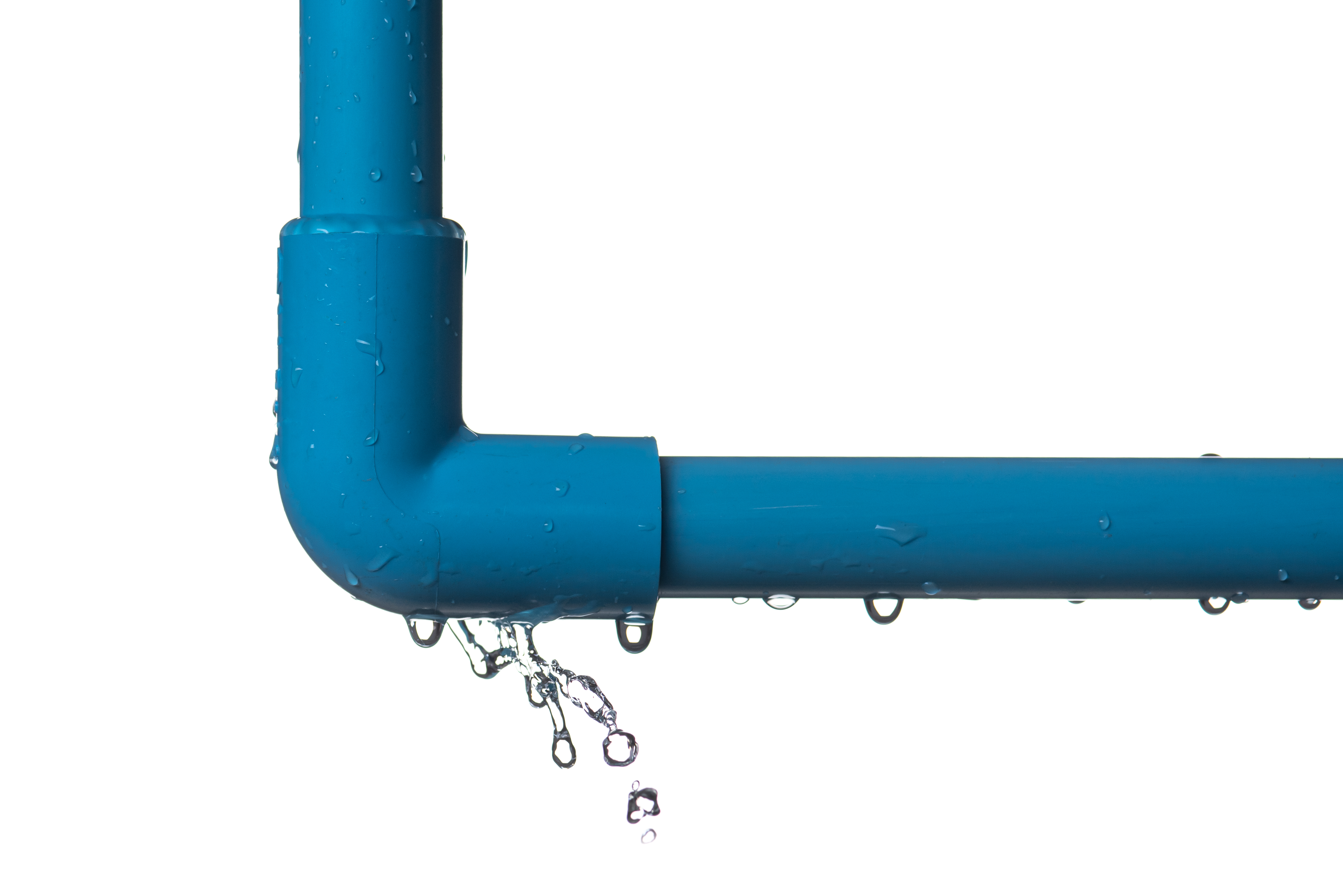 Leaked and splash water from pvc plastic pipe isol