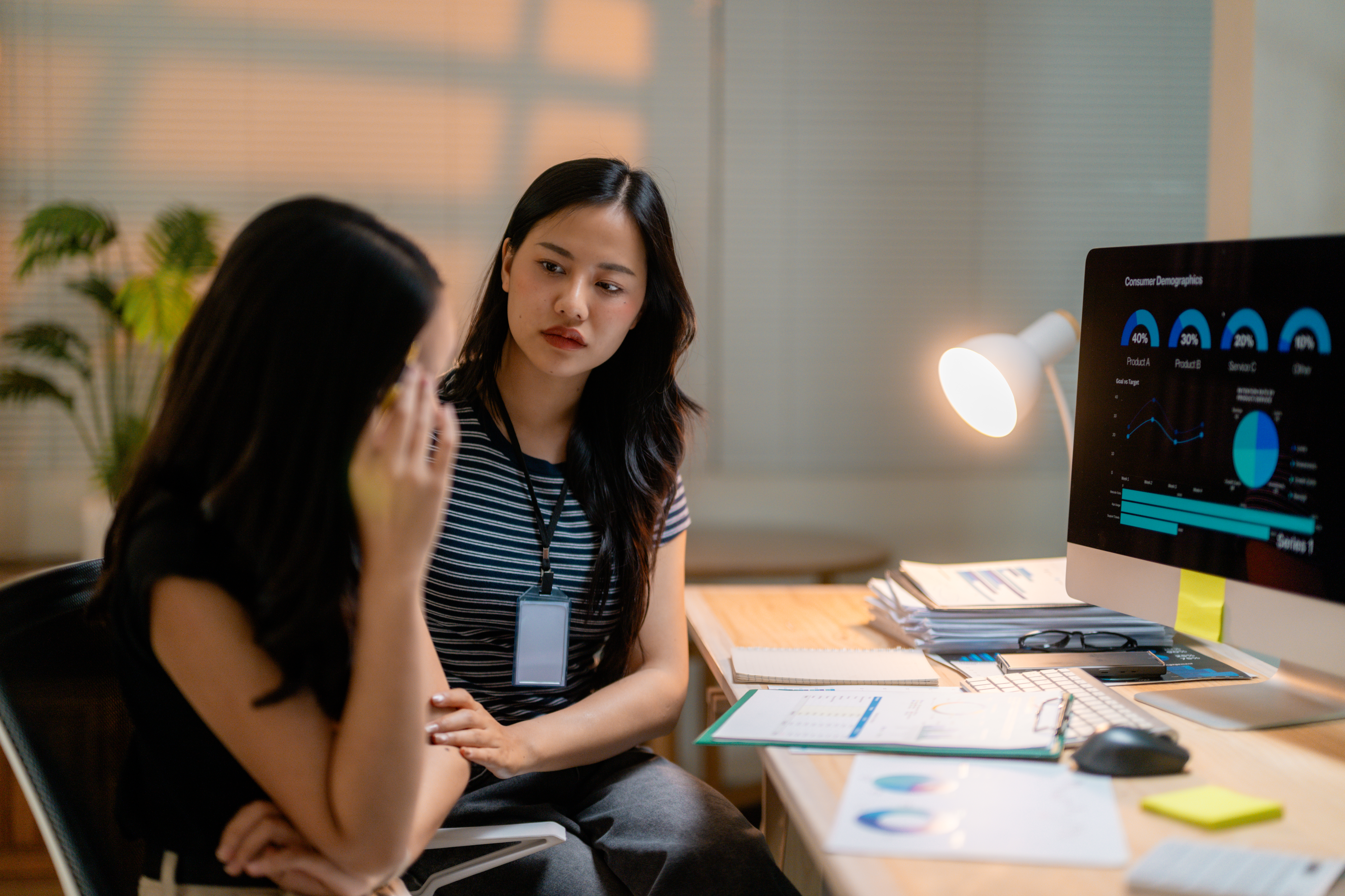 Empathetic professional offering consolation