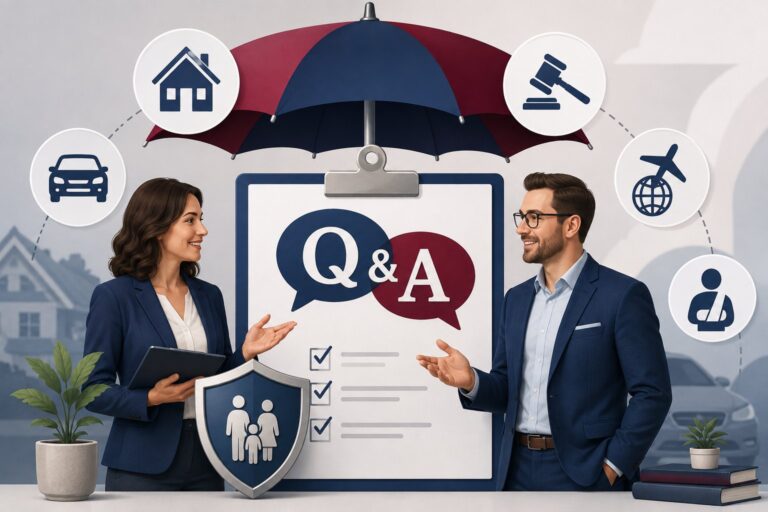 Two Capitol Benefits advisors discussing personal umbrella insurance coverage for home, auto, travel and liability claims