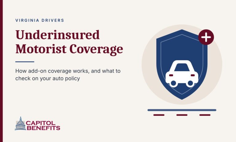 Virginia underinsured motorist coverage: a shield protecting a car, from Capitol Benefits